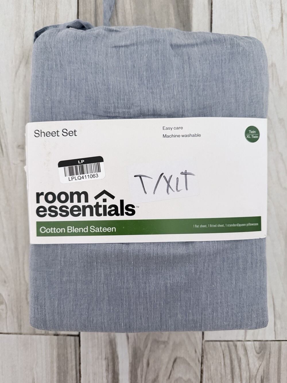 Room Essentials Cotton Denim Grey/Blue Exlg Twin Size Sheets